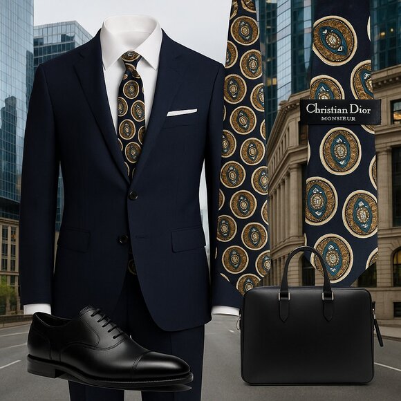 🤵 Christian Dior Monsieur 100% Silk Tie – Italian Woven, Made in USA - Picture 1 of 8